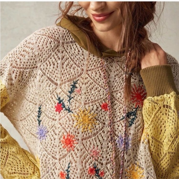 BellanBlue Crochet Detail Hoodie Floral Braided Rope Tassels at waist & neck - Picture 12 of 14